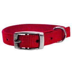 PDQ Red Single Web Nylon Dog Adjustable Collar Small