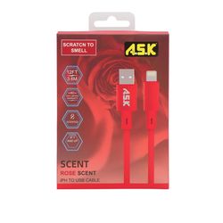 A.S.K USB to Type C Cable 12 ft. Red