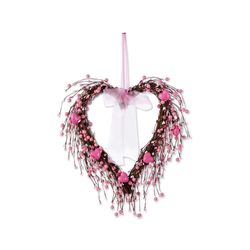 Glitzhome Valentine's Pink Berry Heart Wreath 1 each