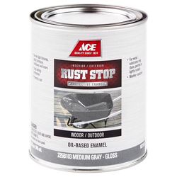 Ace Rust Stop Indoor and Outdoor Gloss Medium Gray Oil-Based Enamel Rust Prevention Paint 1 qt