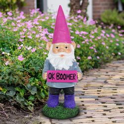 Exhart WindyWing Multicolored Resin 13 in. H X 5 in. L X 5 in. W Garden Gnome with Ok Boomer Sign