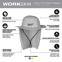 Milwaukee Tool Workskin Hat With Neck Shade Gray S/M