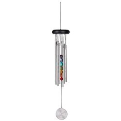 Woodstock Chimes Eastern Energies Silver Aluminum/Wood 17 in. Seven Stone Chakra Chime