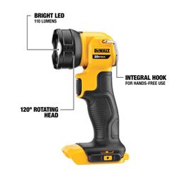 DeWalt 20V MAX 110 lm Black/Yellow LED Rechargeable Work Light Flashlight