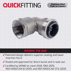 QuickFitting Push to Connect 1/2 in. FNPT Steel 90 Degree Elbow