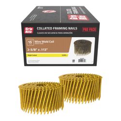 Grip-Rite 2-3/8 in. L Wire Coil Bright Framing Nails 15 deg 3000 pk