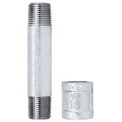 STZ Industries 1/2 in. MPT Galvanized Steel 4 in. L Nipple with Coupling