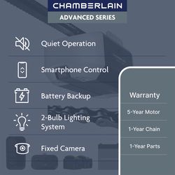 Chamberlain 3/4 HP Chain Drive WiFi Compatible Smart-Enabled Garage Door Opener w/Battery Backup