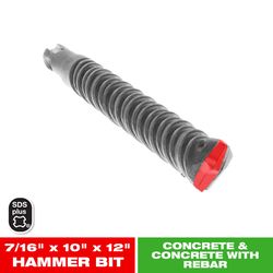Diablo 7/16 in. X 12 in. L Carbide Tipped 2-Cutter Hammer Drill Bit SDS-Plus Shank 1 pk