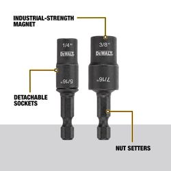 DEWALT 1/4,5/16,3/8,7/16 in. X 2 in. L Black Oxide Double-Ended Nut Driver Set 2 pc