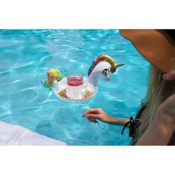 PoolCandy Multicolored PVC Inflatable Unicorn Drink Float
