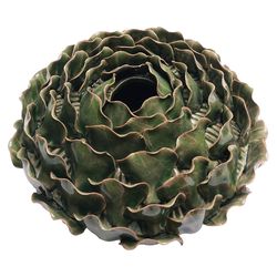 Chive Utopia 6 in. H X 14 in. L Glazed Green Ceramic Floral Vase