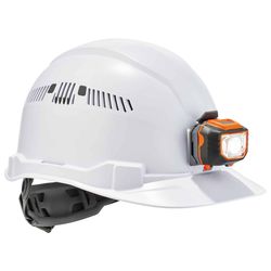 Ergodyne Skullerz 4-Point Ratchet Hard Hat Cap with LED Light White Vented