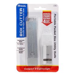 Bazic Products 0.8 in. Stainless Steel Utility Hand Held Box Cutter Replacement Blades 3.8 in. L 1 p
