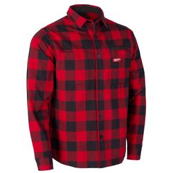Milwaukee Gridiron XL Long Sleeve Men's Collared Red Flannel Shirt