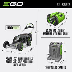 EGO Power+ 1100 Series LM2206SP 22 in. 56 V Battery Self-Propelled Lawn Mower Kit (Battery & Charger W/ 10.0AH BATTERY