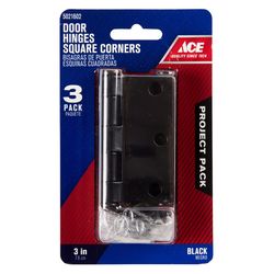 Ace 3 in. L Black Residential Door Hinge 3 pk