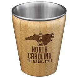 Totally Bamboo 2 oz Brown/Silver Stainless Steel/Wood North Carolina Shot Glass