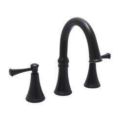 Huntington Brass Woodbury Matte Black Transitional Widespread Bathroom Sink Faucet 8 in.