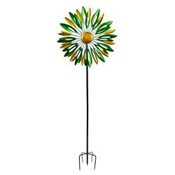 Alpine Green/Yellow Iron 85 in. H Garden Stake Spinner