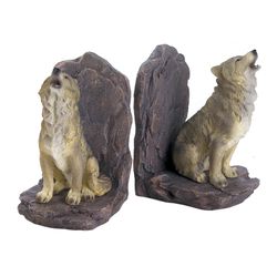 Accent Plus 5.5 in. H X 3.5 in. L Wild Wolf Poly Resin Decorative Bookends