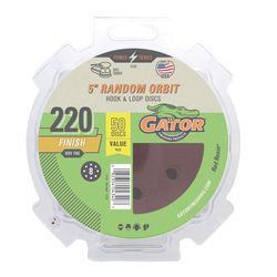 Gator 5 in. Aluminum Oxide Hook and Loop Sanding Disc 220 Grit Extra Fine 50 pk
