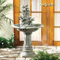 Cascading Fountains Cherubs Polyresin Gray 42 in. H Outdoor Fountain