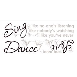 RoomMates 19 in. W X 7 in. L Dance Sing Love Peel and Stick Wall Decal