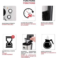 Starfrit 12 cups Black/Silver Coffee Maker