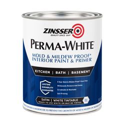 Zinsser Perma-White Satin White Water-Based Mold and Mildew-Proof Paint Interior 1 qt