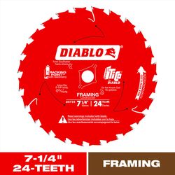 Diablo Tracking Point 7-1/4 in. D X 5/8 in. TiCo Hi-Density Carbide Saw Blade 24 teeth 1 pk