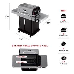 Ninja FlexFlame 3 Burner Liquid Propane Grill and Smoker Black/Silver