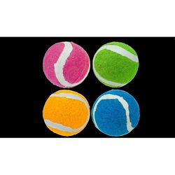 Multipet For Dog Assorted Plush Squeaky Tennis Ball 4 pk