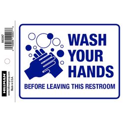 HILLMAN English White Restroom Decal 4 in. H X 6 in. W