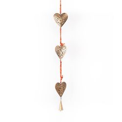 Matr Boomie Chakshu Sari Multi-color Iron 4 in. Heart Trio Bell Chimes