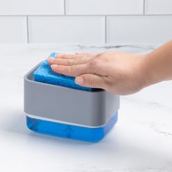 HIC Kitchen Clear/Gray Polypropylene Soap Dispensing Sponge Holder