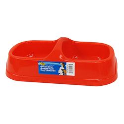 HiLo Red Plastic 8 oz Double Pet Feeder For Dogs