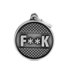 MyFamily Bronx Silver Circle F**K Metal Dog Pet Tags Large