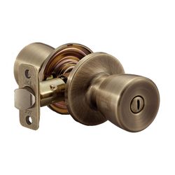 Ace Tulip Knob Antique Brass Privacy Lockset 1-3/4 in.