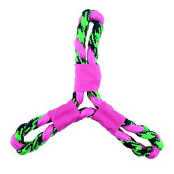 Boss Pet Pet Park Blvd For Dog Pink Woven Paracord Twisted Tri Flyer with Rope 1 pk