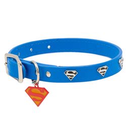 Buckle-Down DC Comic Blue Superman Leather Dog Collar XX-Large