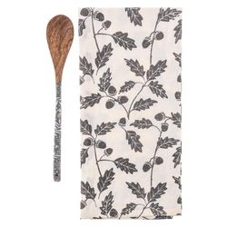 Karma Multicolored Cotton Gray Acorns Tea Towel 2 pk