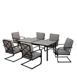 Living Accents Lakehurst 7 pc Black Steel Dining Set Gray