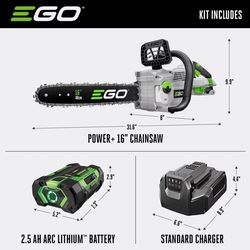 EGO POWER+ CS1611 16 in. 56 V Battery Chainsaw Kit (Battery &amp; Charger) 3/8 in.