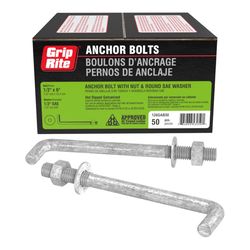 Grip-Rite 1/2 in. D X 6 in. L Steel Hook Head Anchor Bolts 50 pk