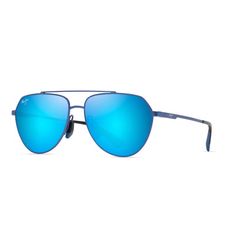 Maui Jim Waiwai Sunglasses Men's Matte Trans Blue Frame Blue Hawaii Lens Polarized