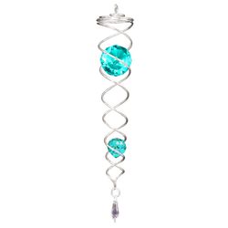 Spinfinity Designs Multi-color Stainless Steel 13.62 in. Silver/Aqua Twister Outdoor Spinner
