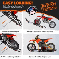 Mockins 83-in. Dirt Bike Hitch Carrier with Tilting Ramp Bike Hitch Hauler 1 pk