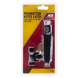 Ace Bare Black Steel Push Button Keyed Latch 1 pk
