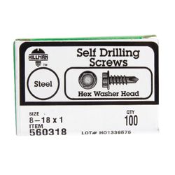 HILLMAN No. 8 Ga. X 1 in. L Hex Hex Washer Head Self-Drilling Screws 100 pk
